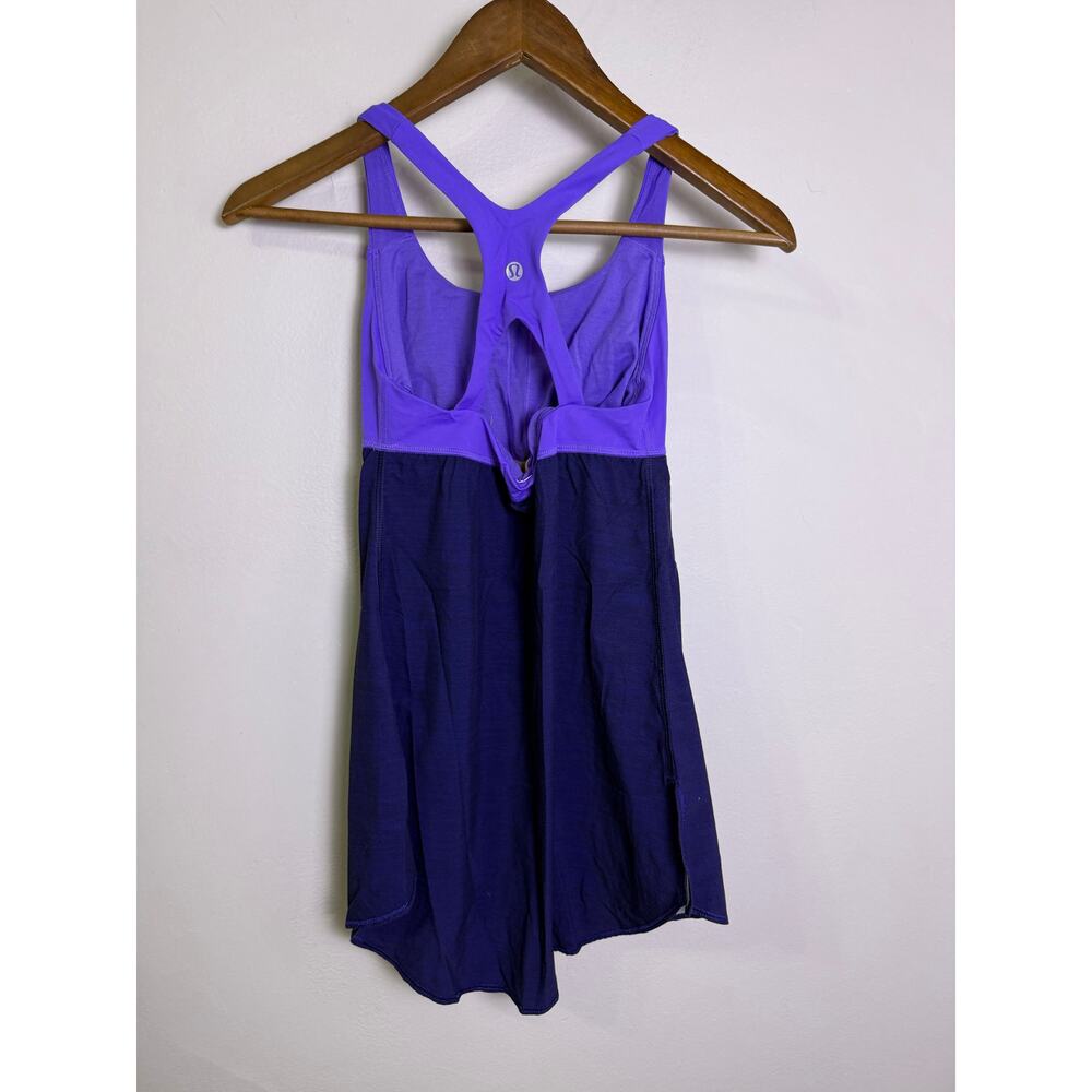 Lululemon Purple Navy Colorblock Racerback Tank Dress Built-In Bra 4